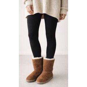 Cozy Faux Suede Sherpa Lined‎ Mid Calf Boots Women 9 Brown Comfort Cabincore